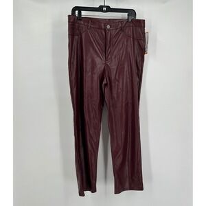 Joie Womens Faux Leather Pants Size 12‎ Burgundy Disco Rave Party Trousers